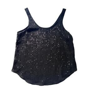 Wilster Black Lined Sequin Sleeveless Top - Small